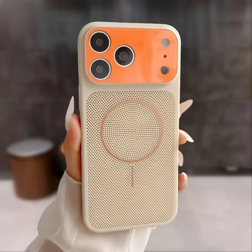 Heat Dissipation Mesh Breathable Case - 放熱効果のあるヒットカラー磁気マグセーフケース iPhone 18 17 16 14