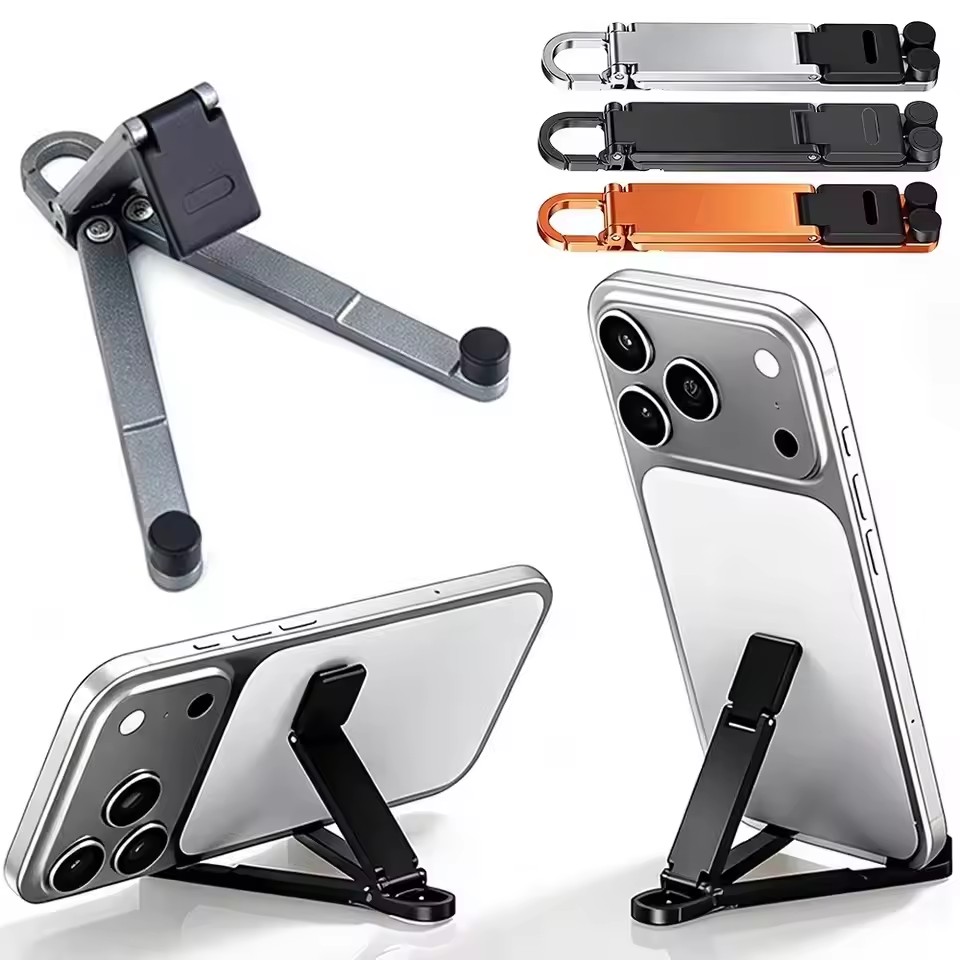 Phone Stands - 折りたたみ式キーチェーン型スマホスタンド 多角度調整可能 軽量 iPhone/Samsung対応 ユニバーサルホルダー 旅行用三角ブラケット
