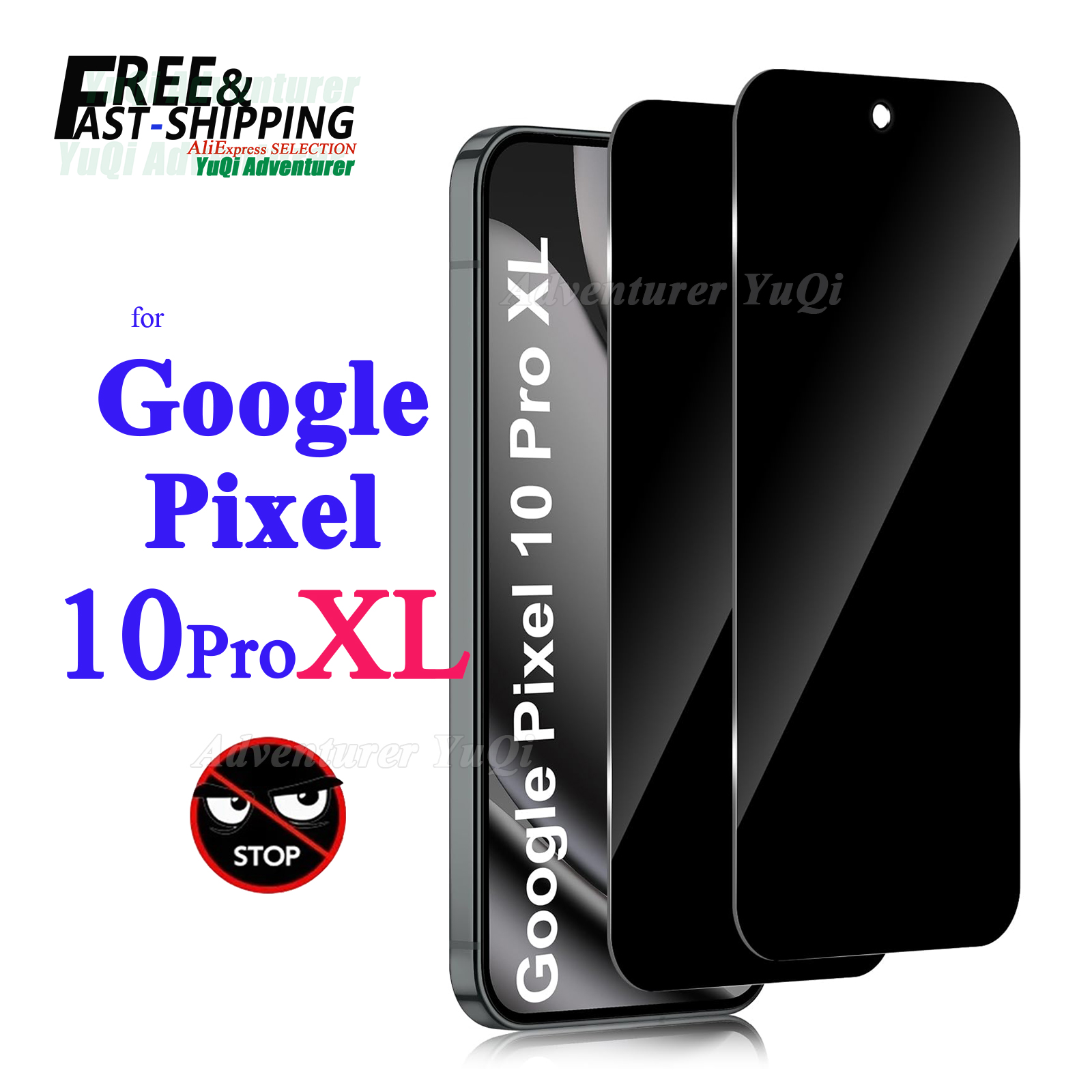 Anti Spy Privacy Glass Case - Google Pixel 10 Pro XL用覗き見防止スクリーンプロテクター プライバシー9H強化ガラス製