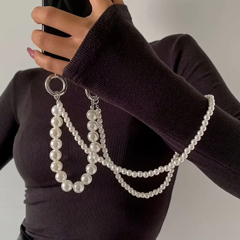 Crossbody Lanyard Neck Strap Case - ダブルパール不織布携帯電話ストラップ,屋外ユニバーサルケース,クロスボディショルダーカード,ネックコード,クリップハウンド,紛失防止リストストラップ