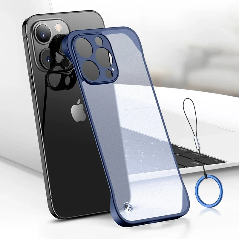 Ultra Thin Frameless Phone Cover - Iphone 16 15 14 プロマックス超薄型フレームレスマットハード PC