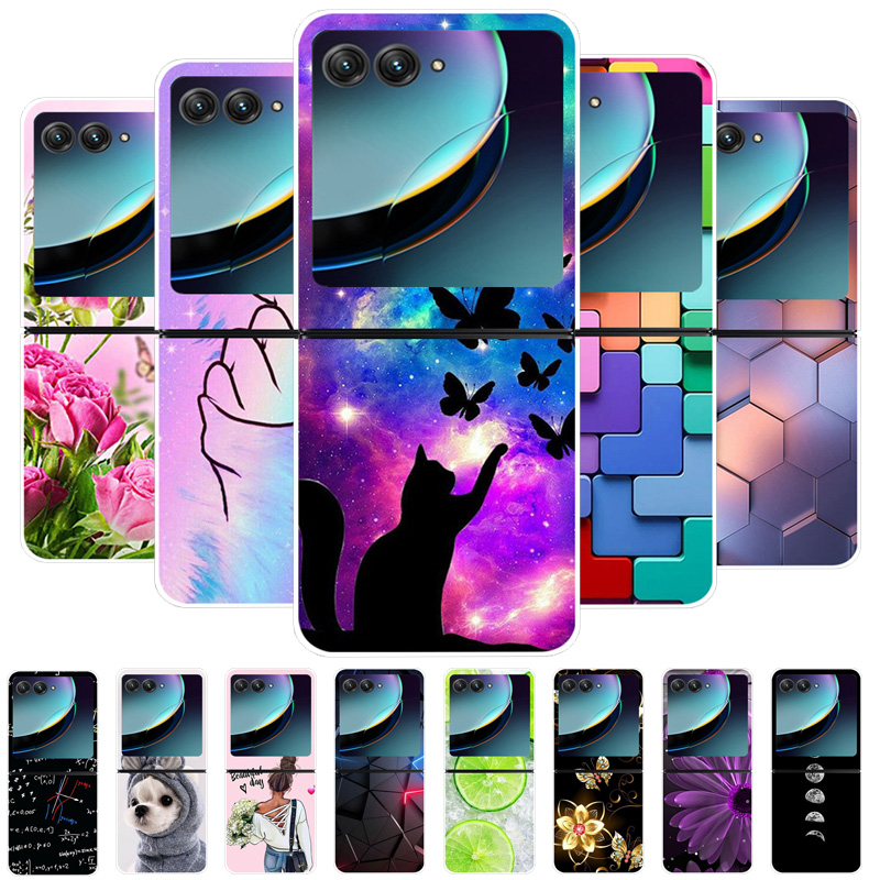 Matte Hard Pc Back Case - モーターサイクリラ40のための花デザインの携帯電話ケース,プラスチック,非常に透明,6.9インチ