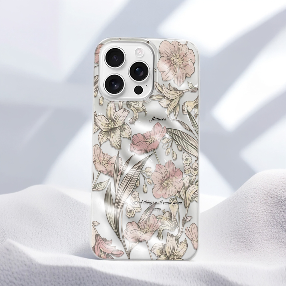Vintage Floral Pattern Soft Case - ヴィンテージ花柄エレガント可愛いおしゃれなTPUソフトフォンケース iPhone 17 16 15 14