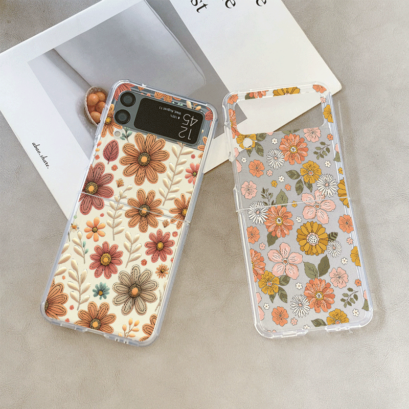 Vintage Floral Pattern Soft Case - ヴィンテージフラワー柄スマホケース Samsung Galaxy Z Flip 5