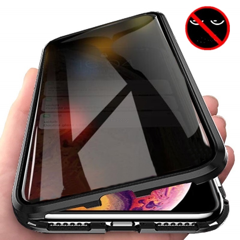 Anti Spy Privacy Glass Case - 磁気強化ガラスプライバシーメタルケース iPhone 17 16 15 14