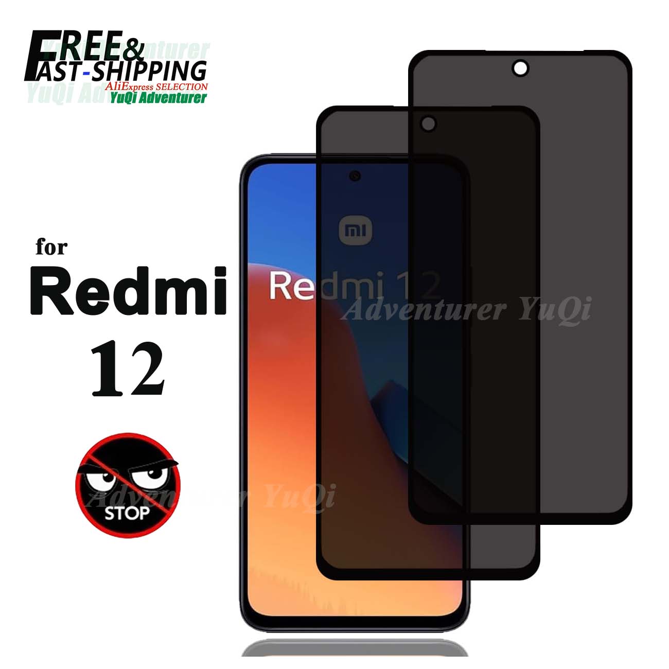 アンチスパイスクリーンプロテクター Xiaomi Redmi - Anti Spy Privacy Glass Case のレビューと価格