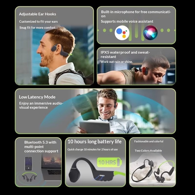 クリエイティブなアウトライナー型防水骨伝導イヤホン、低遅延ワ - Earphones のレビューと価格