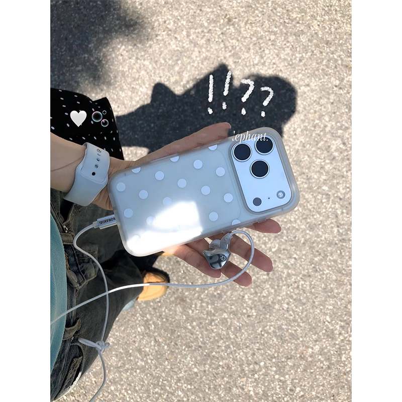 シンプルなエンジェルホワイトポルカドットクリアフロスト加工i - Clear Shockproof Bumper Case のレビューと価格