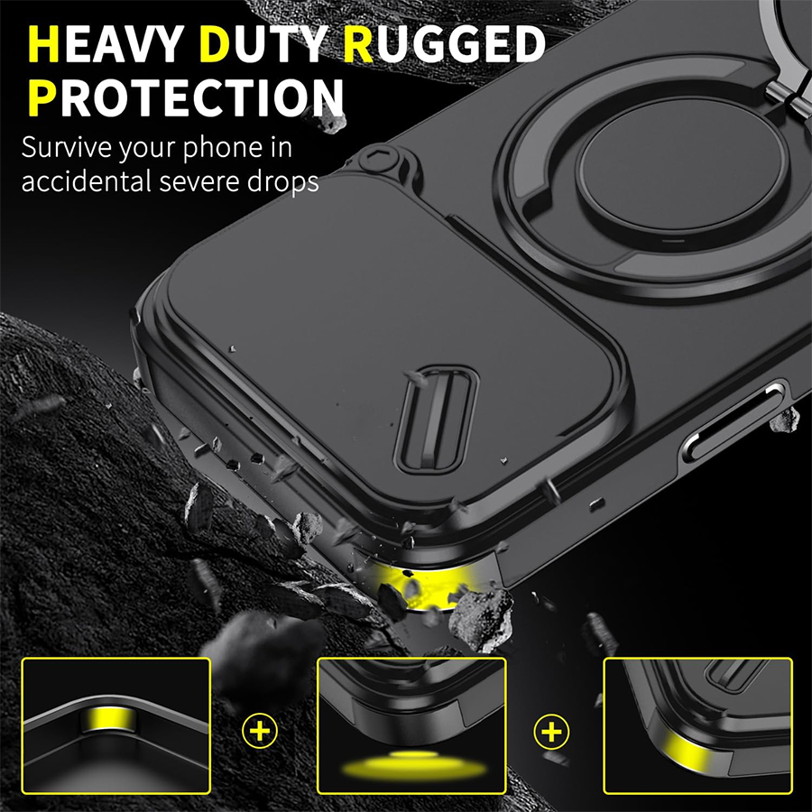 スライド式カメラレンズカバーと360°保護機能を備えた、耐衝 - Heavy Duty 360 Full Body Protective Case のレビューと価格