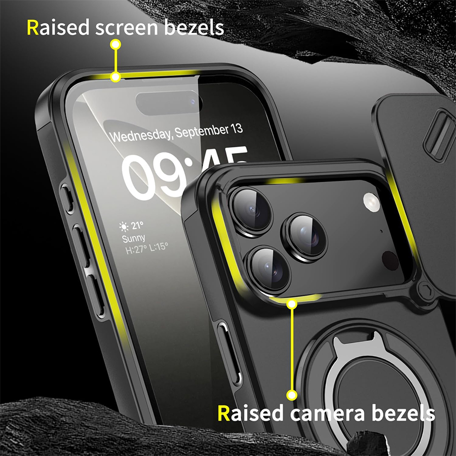 スライド式カメラレンズカバーと360°保護機能を備えた、耐衝 - Heavy Duty 360 Full Body Protective Case のレビューと価格