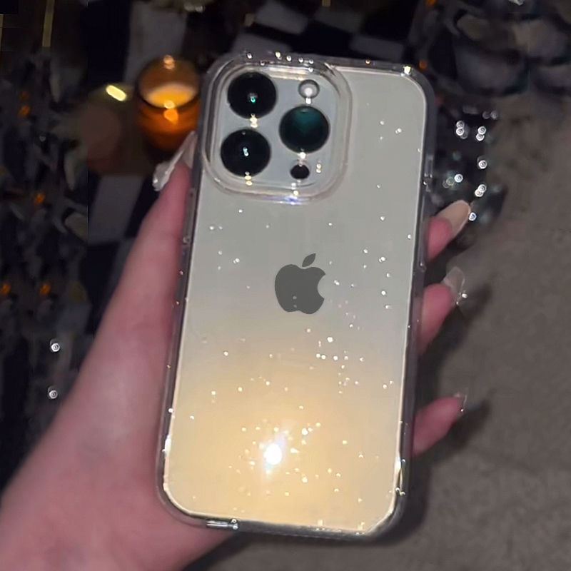 透明 シンプル グリッター iPhone 16 15 14  - Clear Shockproof Bumper Case のレビューと価格