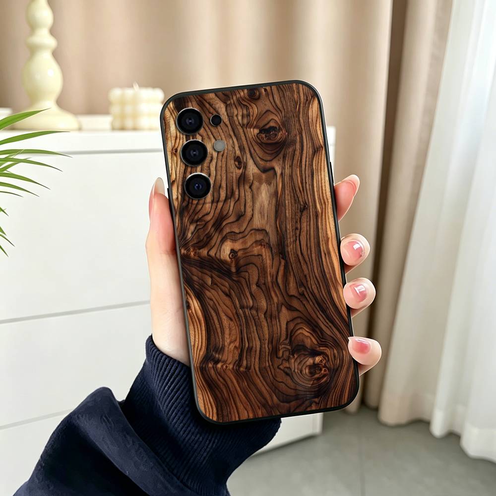 ヴィンテージ木目調スマホケース ブラックシリコンソフト Sa - Vintage Floral Pattern Soft Case のレビューと価格