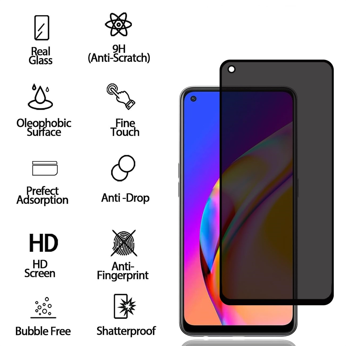 アンチスパイスクリーンプロテクター OPPO A74 4 グ - Anti Spy Privacy Glass Case のレビューと価格