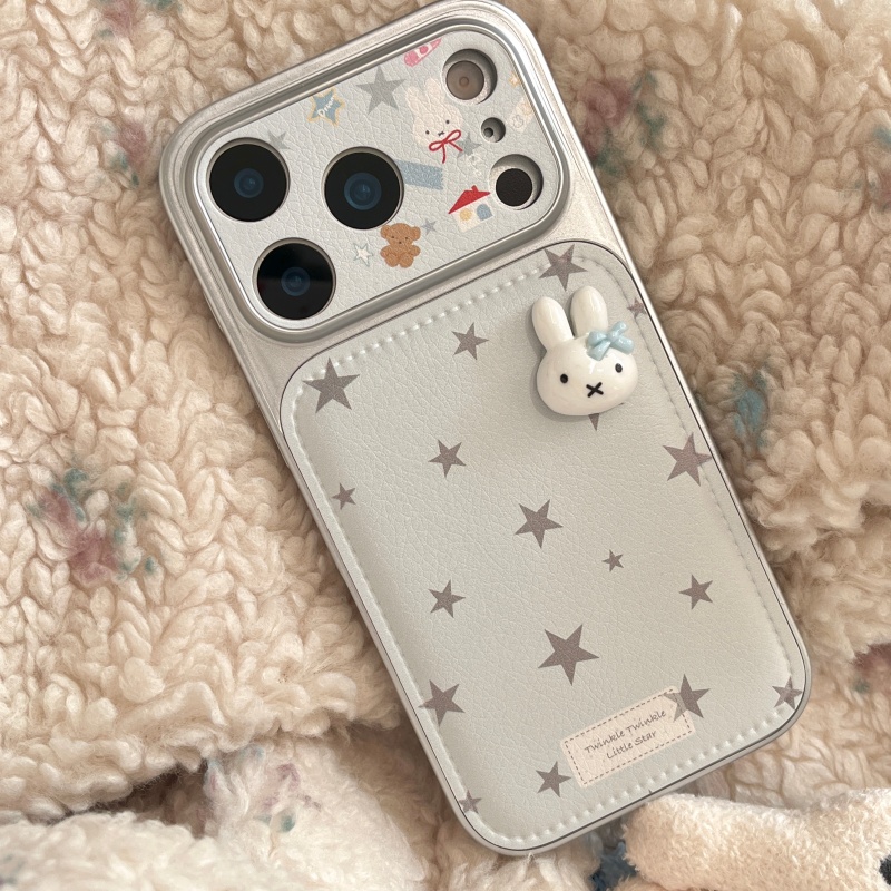 豪華な漫画風キュートな星型3D立体ミッフィーレザー製iPho - Cute Cartoon Wrist Strap Silicone Case のレビューと価格