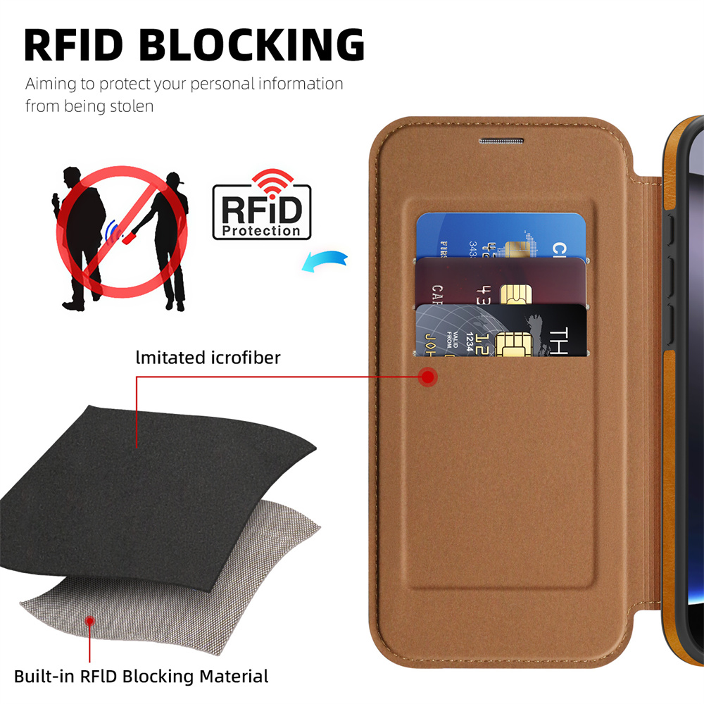 iPhone 17、18、15、16 Pro、Air、16E - Leather Wallet Card Holder Phone Cover のレビューと価格