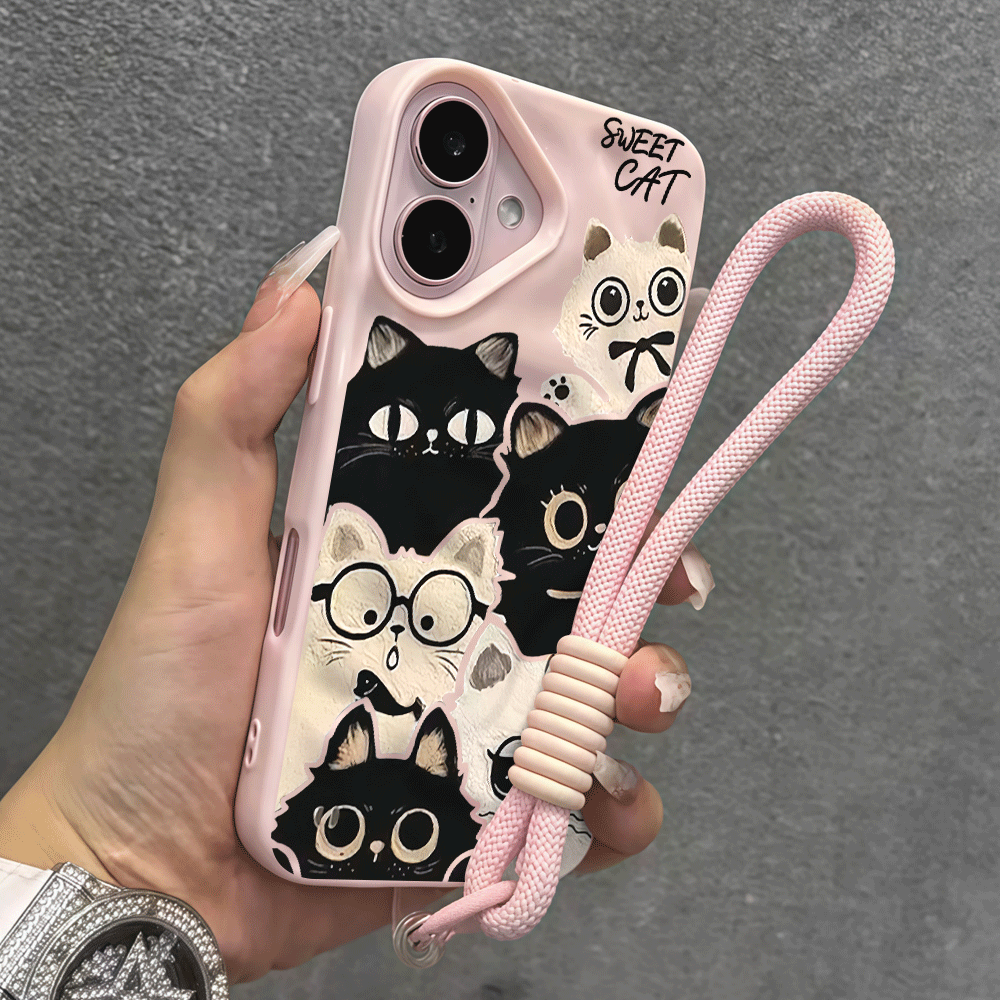 iPhone 16 15 17 12 14 13 11 Pr - Cute Cartoon Wrist Strap Silicone Case のレビューと価格